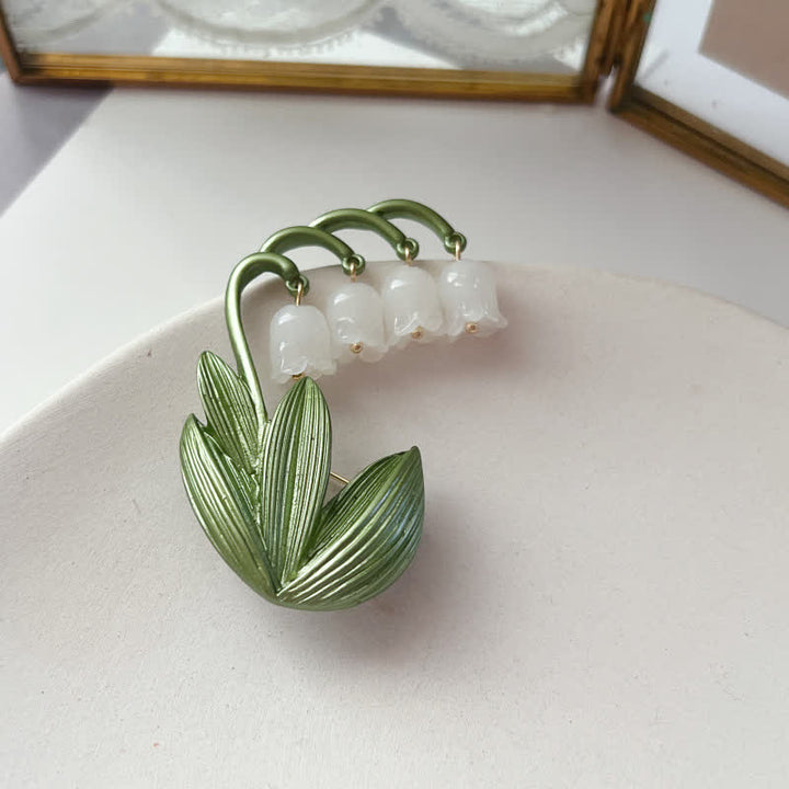 Broche de lirio de los valles blanco puro para mujer