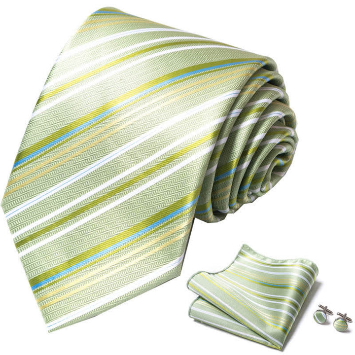 Conjunto de 3 corbatas de rayas verde lima para hombre