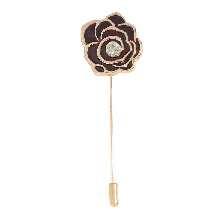Broche de flor de rosa negra para mujer