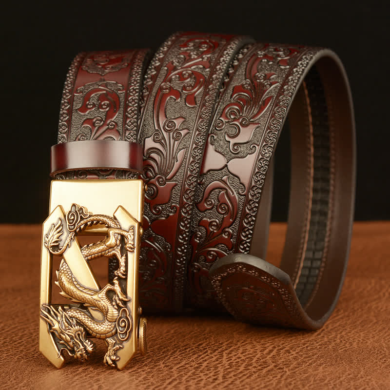 Cinturón de cuero con la letra Z del dragón retro en relieve para hombre