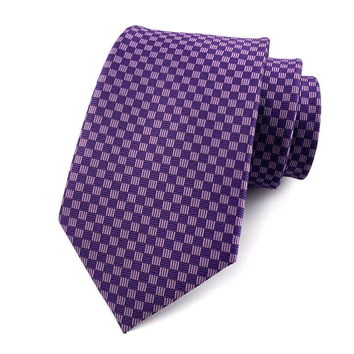 Corbata de rayas de cuadros de alta densidad variada para hombre 