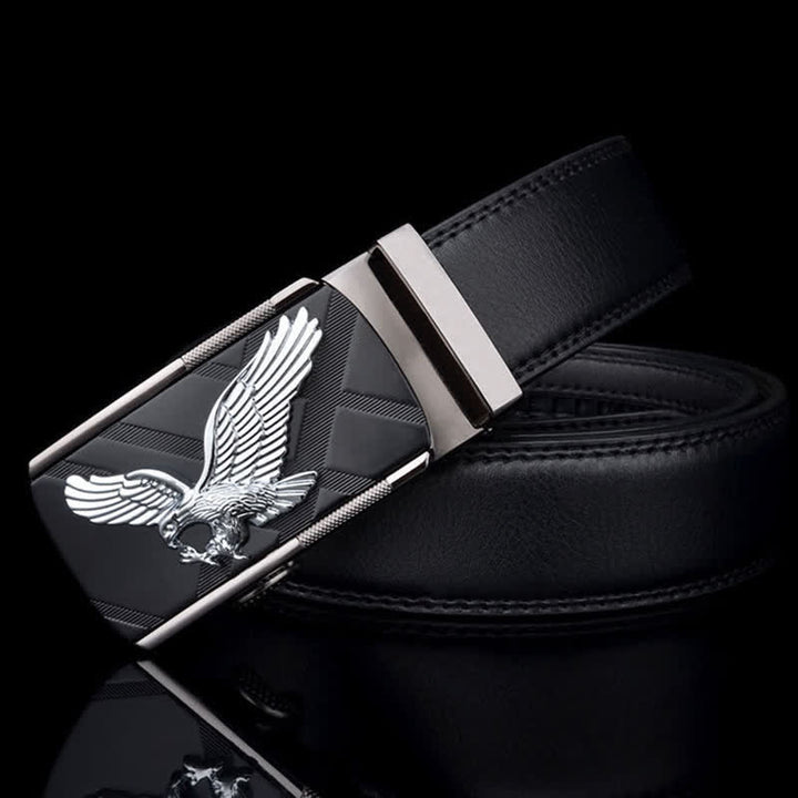 Cinturón de cuero con hebilla automática con diseño de águila animal para hombre