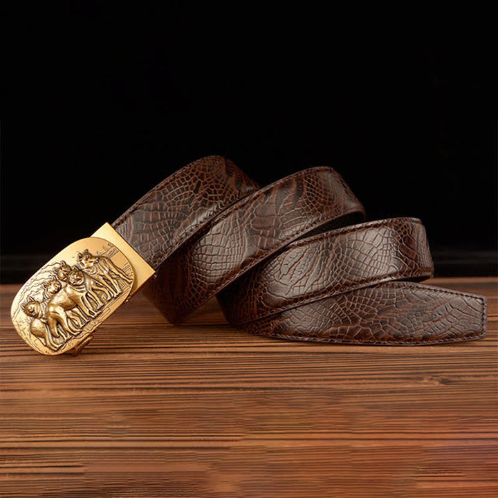 Cinturón de piel con estampado de cocodrilo de la marca Pack of Wolves para hombre