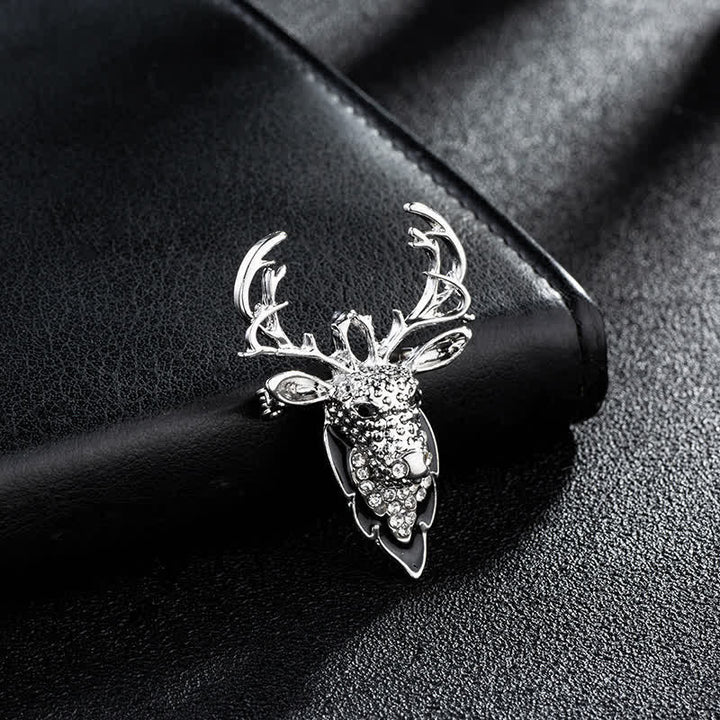 Broche de cabeza de ciervo con alce brillante para hombre