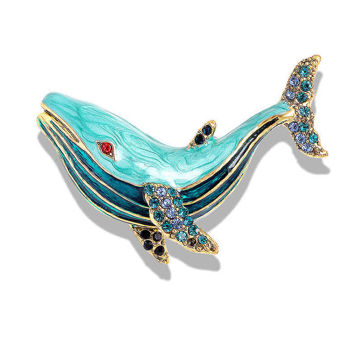 Broche de esmalte con forma de ballena del tesoro para mujer