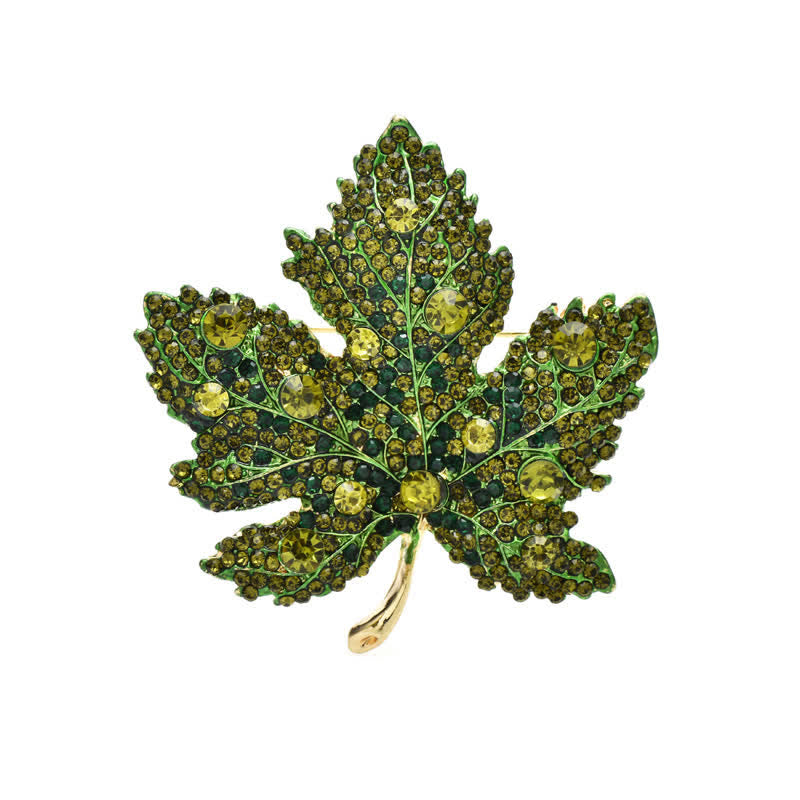 Broche de hoja de arce con cristales de imitación para mujer