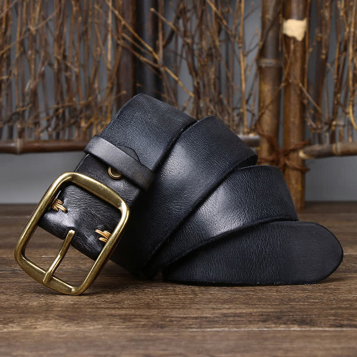 Cinturón elegante de cuero agrietado y desgastado para hombre