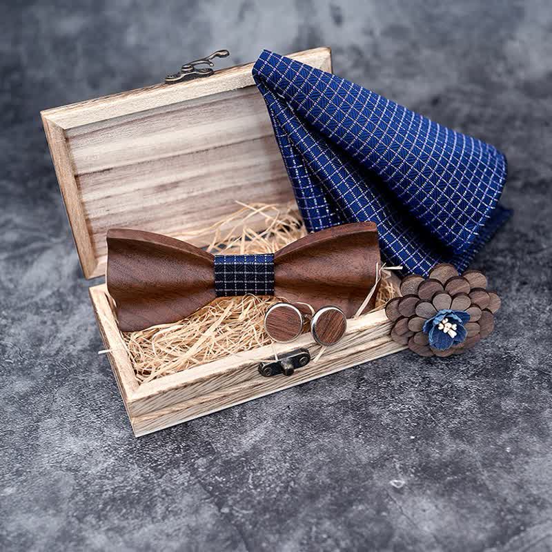 Juego de 4 pajaritas de madera de nogal negro para hombre