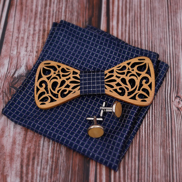 Juego de 3 pajaritas de madera huecas vintage para hombre