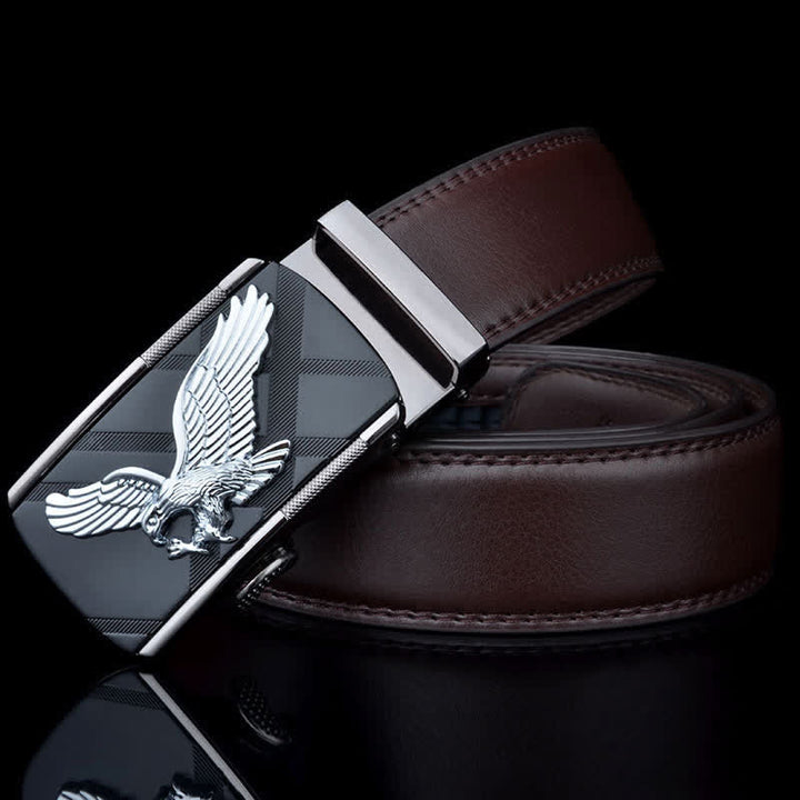 Cinturón de cuero con hebilla automática con diseño de águila animal para hombre