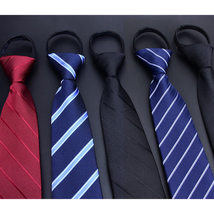 Corbata de negocios con cremallera y rayas a cuadros para hombre
