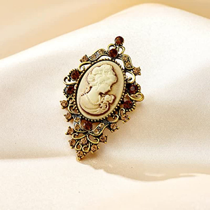 Broche de camafeo de reina de belleza de palacio para mujeres