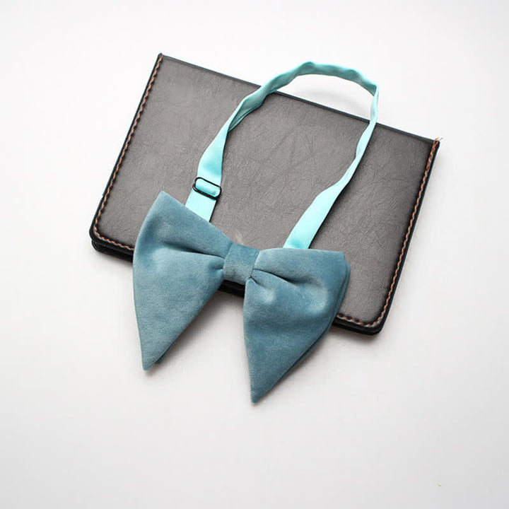 Pajarita de boda de terciopelo de gran tamaño y punta para hombre