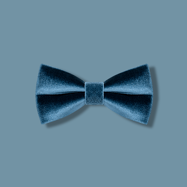 Pajarita de terciopelo de color liso azul Sax para hombre
