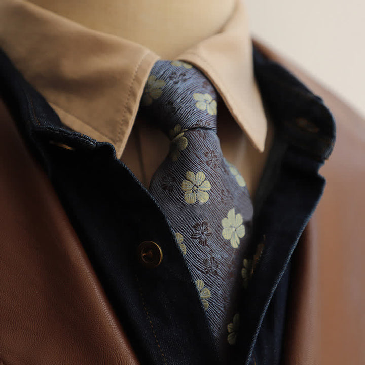Corbata con cremallera bordada con motivo de jardín para hombre