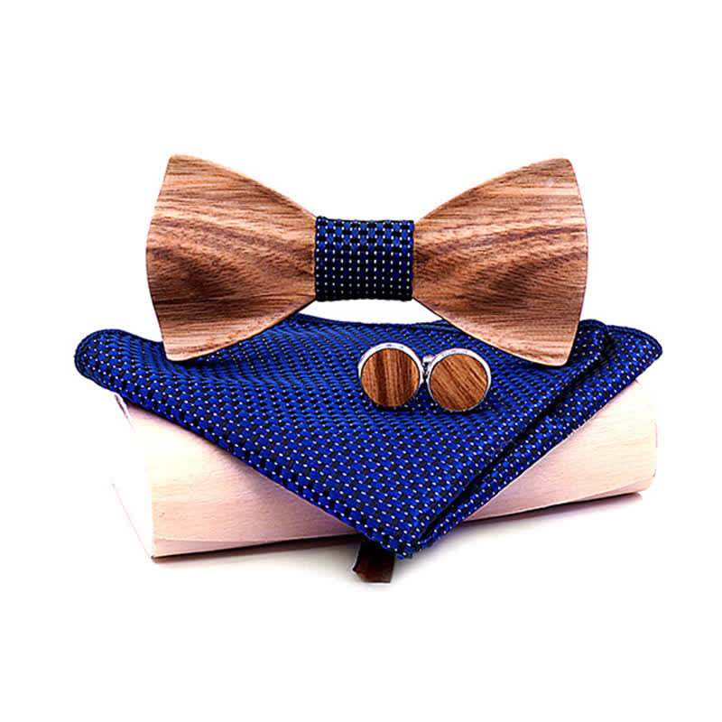 Juego de 3 pajaritas clásicas de madera sencillas para hombre