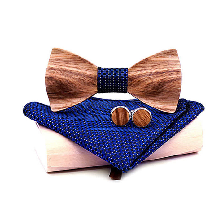 Juego de 3 pajaritas clásicas de madera sencillas para hombre