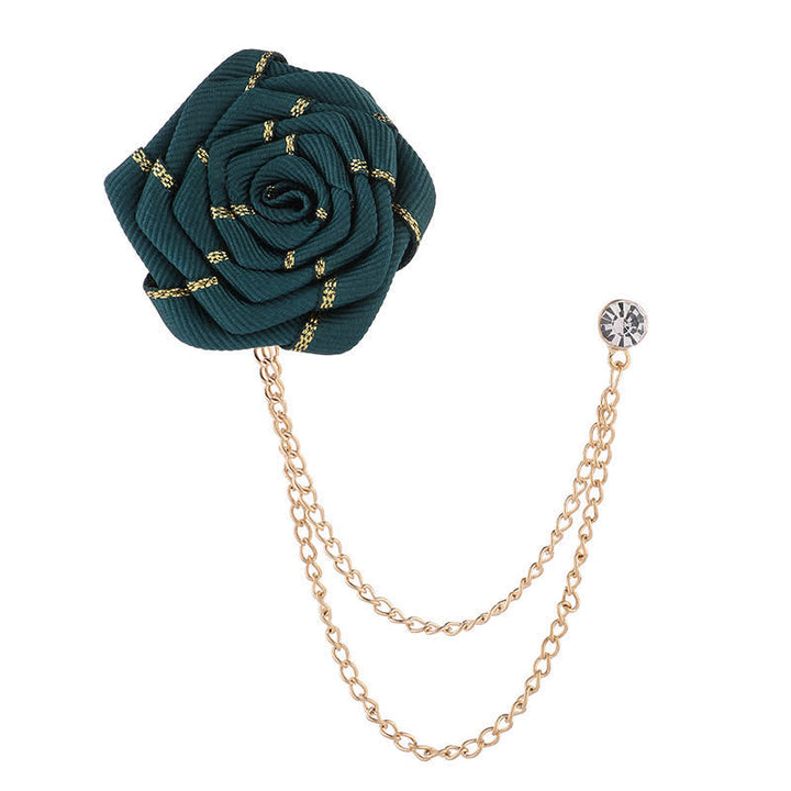 Broche con cadena de rosas y flores para hombre