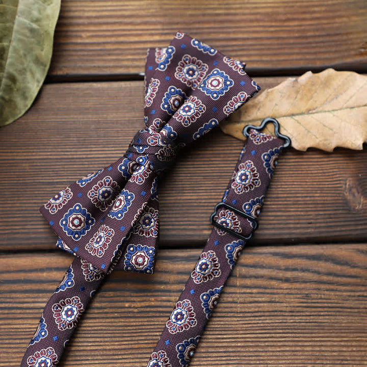 Pajarita floral con rayas británicas para hombre
