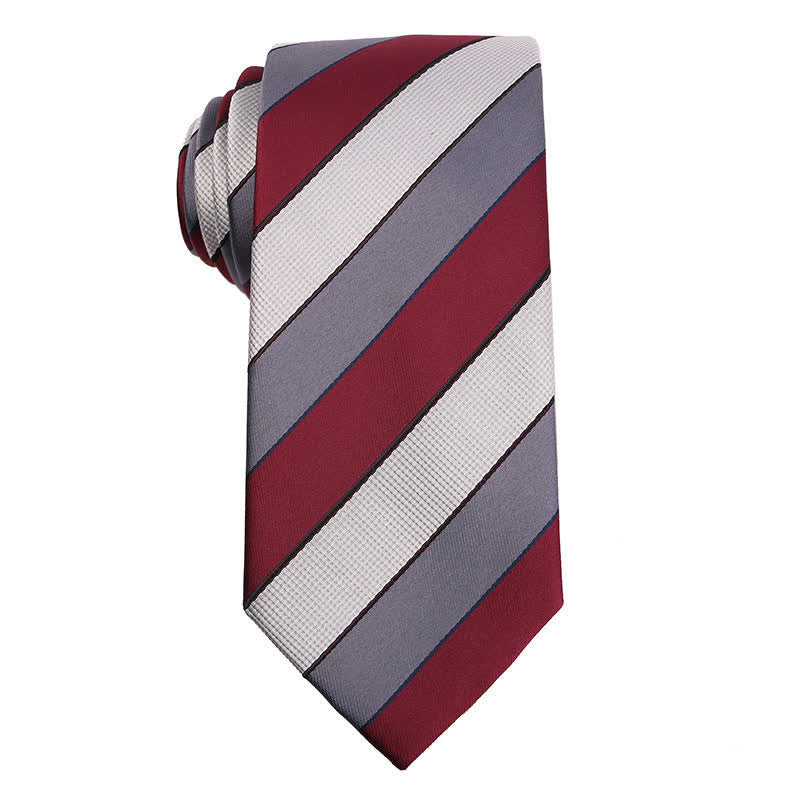 Corbata elegante de rayas para hombre - Rojo y gris - image 8