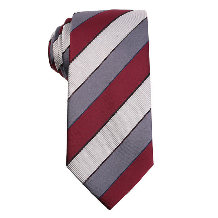 Corbata elegante de rayas para hombre - Rojo y gris - image 8