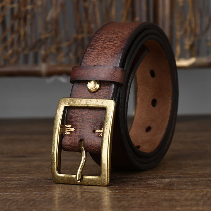 Cinturón vintage desgastado y arrugado para hombre