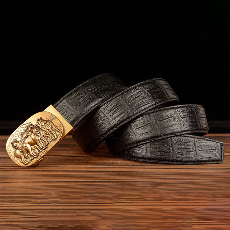 Cinturón de piel con estampado de cocodrilo de la marca Pack of Wolves para hombre