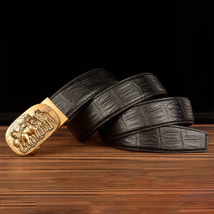 Cinturón de piel con estampado de cocodrilo de la marca Pack of Wolves para hombre