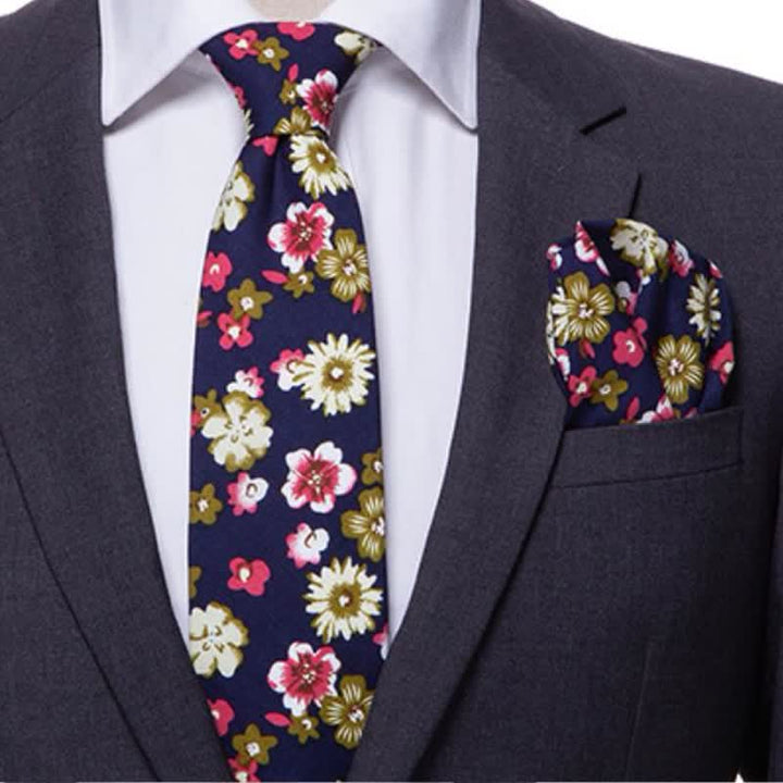 Conjunto de 2 corbatas florales estilo bohemio para hombre