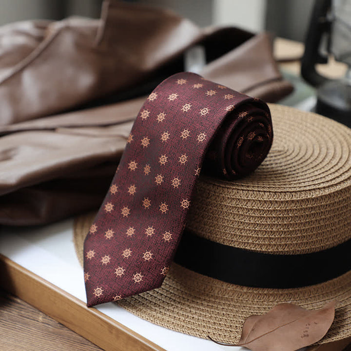 Corbata de hombre con ancla y timón de barco de navegación