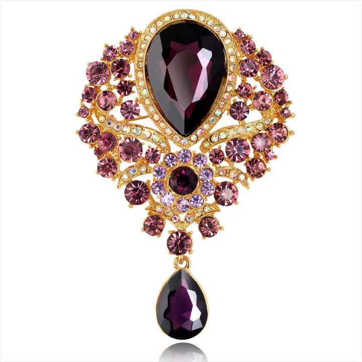 Broche de cristal transparente con forma de flor y gota de agua para mujer.