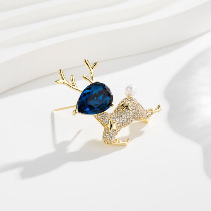 Broche de perlas con forma de alce pequeño para mujer