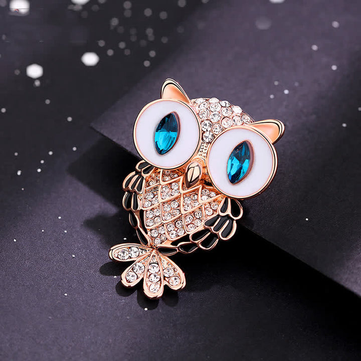 Broche de búho de ojos azules místicos para mujer