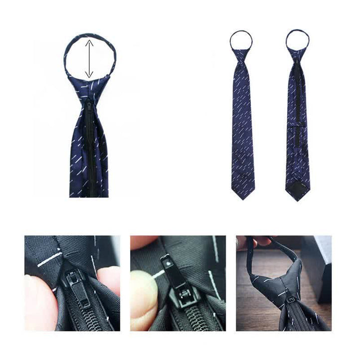 Corbata de cuadros con cremallera retro para hombre