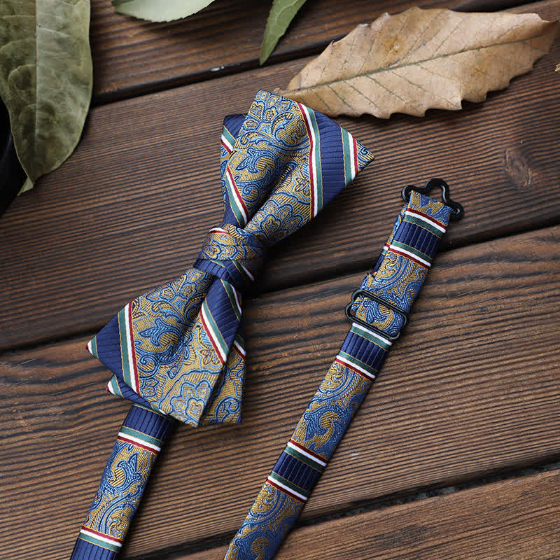Pajarita floral con rayas británicas para hombre