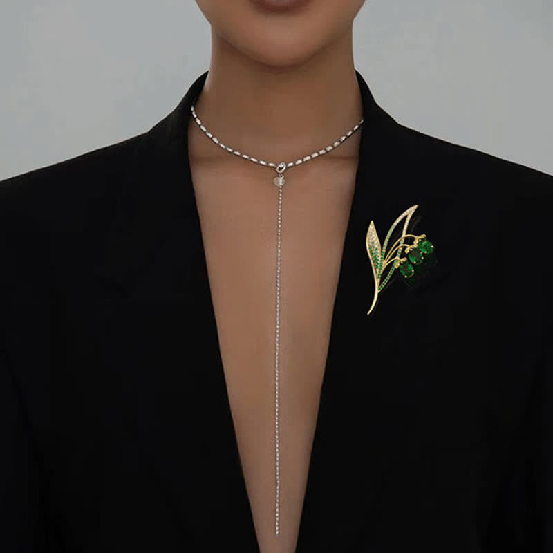 Broche de lirio de los valles con campanillas para mujer