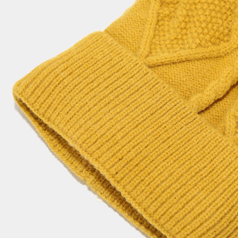 Conjunto de 3 gorros, bufandas y guantes con pompones de diamantes para mujer