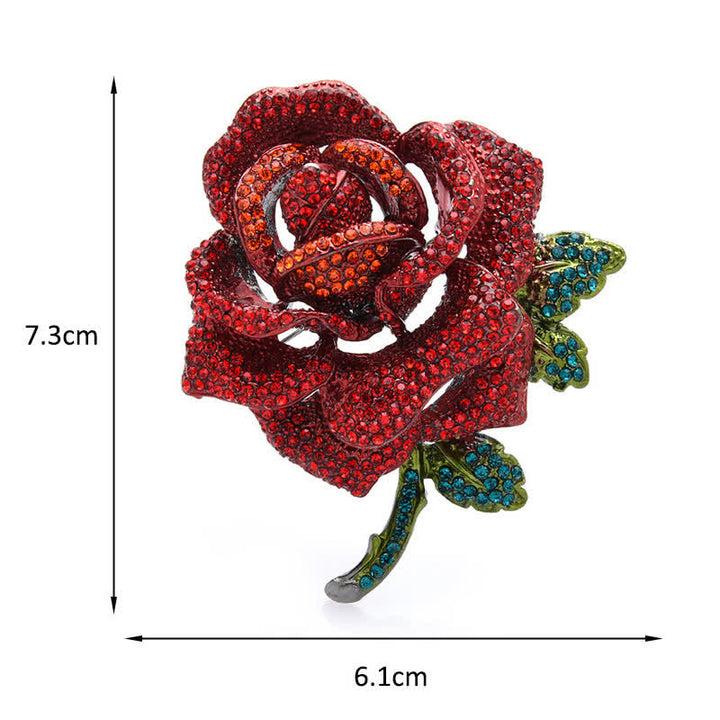 Broche elegante de diamantes de imitación en forma de rosa para mujer