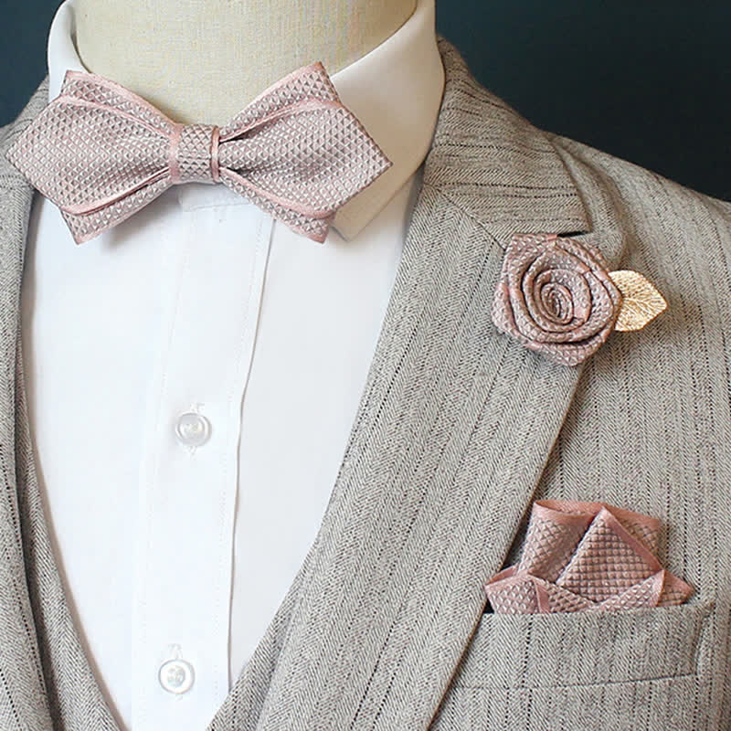 Conjunto de 3 pajaritas para novios de boda con cuadros micro para hombre