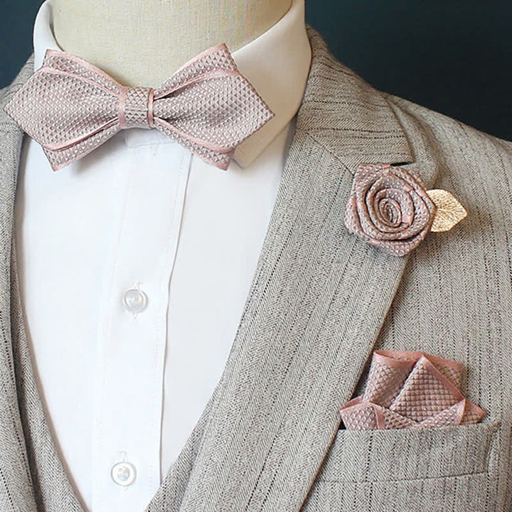 Conjunto de 3 pajaritas para novios de boda con cuadros micro para hombre