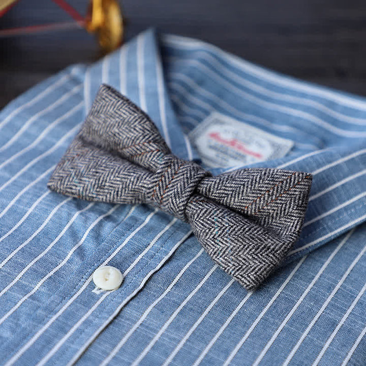 Pajarita sencilla de mezcla de lana y tweed para hombre