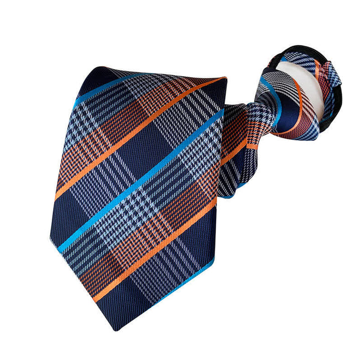 Corbata de cuadros con cremallera y diseño de rombos para hombre