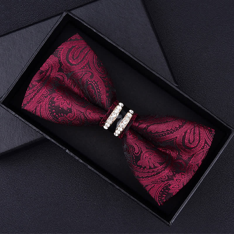 Pajarita con rayas y estampado floral de cachemira para hombre