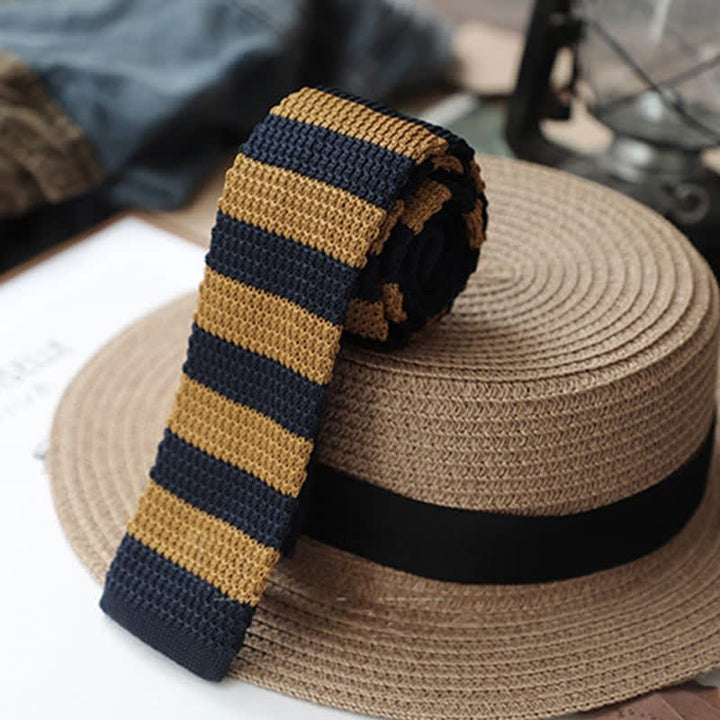 Corbata de punto con rayas horizontales de otoño para hombre