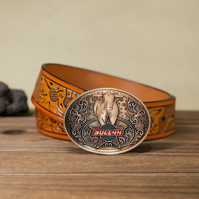 Cinturón de cuero con hebilla para hombre, con portacervezas creativo, hecho a mano, con forma de toro furioso