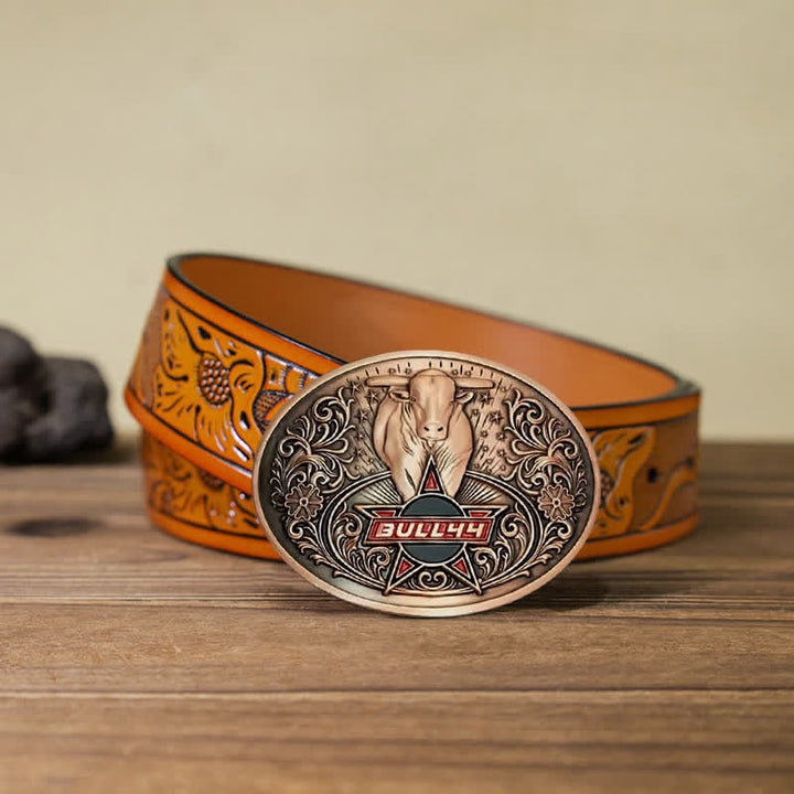 Cinturón de cuero con hebilla para hombre, con portacervezas creativo, hecho a mano, con forma de toro furioso