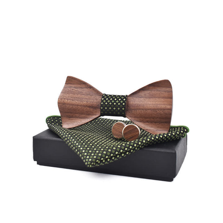 Juego de 3 pajaritas de madera de nogal negro para hombre