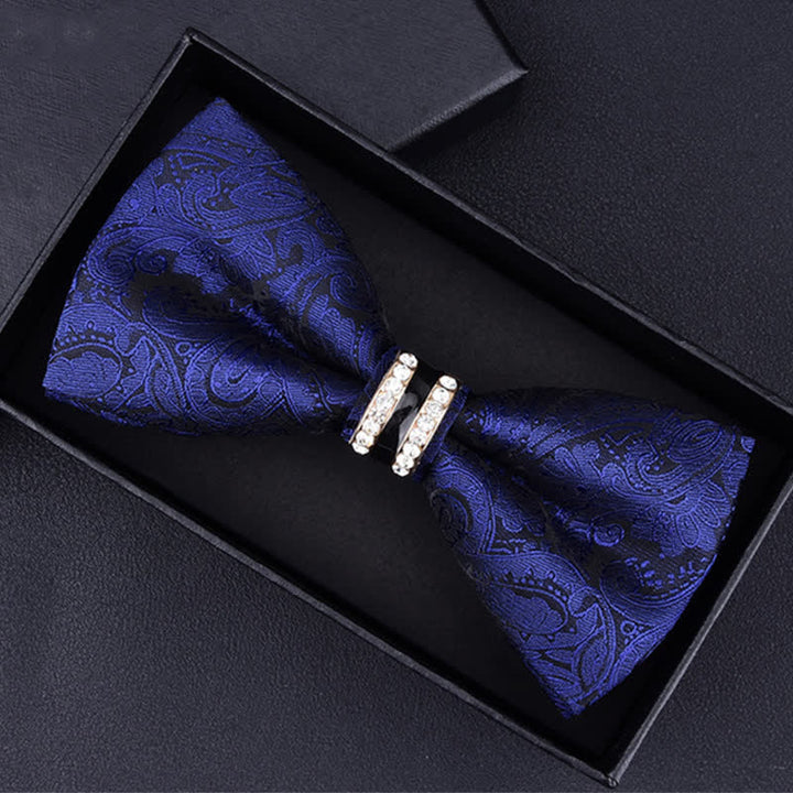 Pajarita con rayas y estampado floral de cachemira para hombre