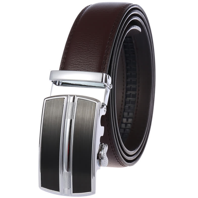 Cinturón de cuero con hebilla automática hueca simple para hombre
