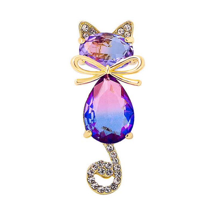 Broche de diamantes de imitación con forma de gatito para mujer